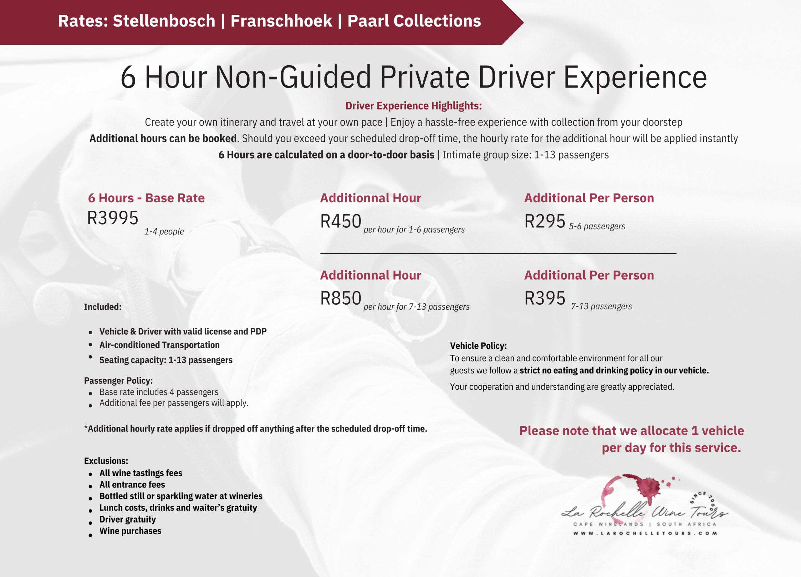6 Hours Non-Guided Driver Service